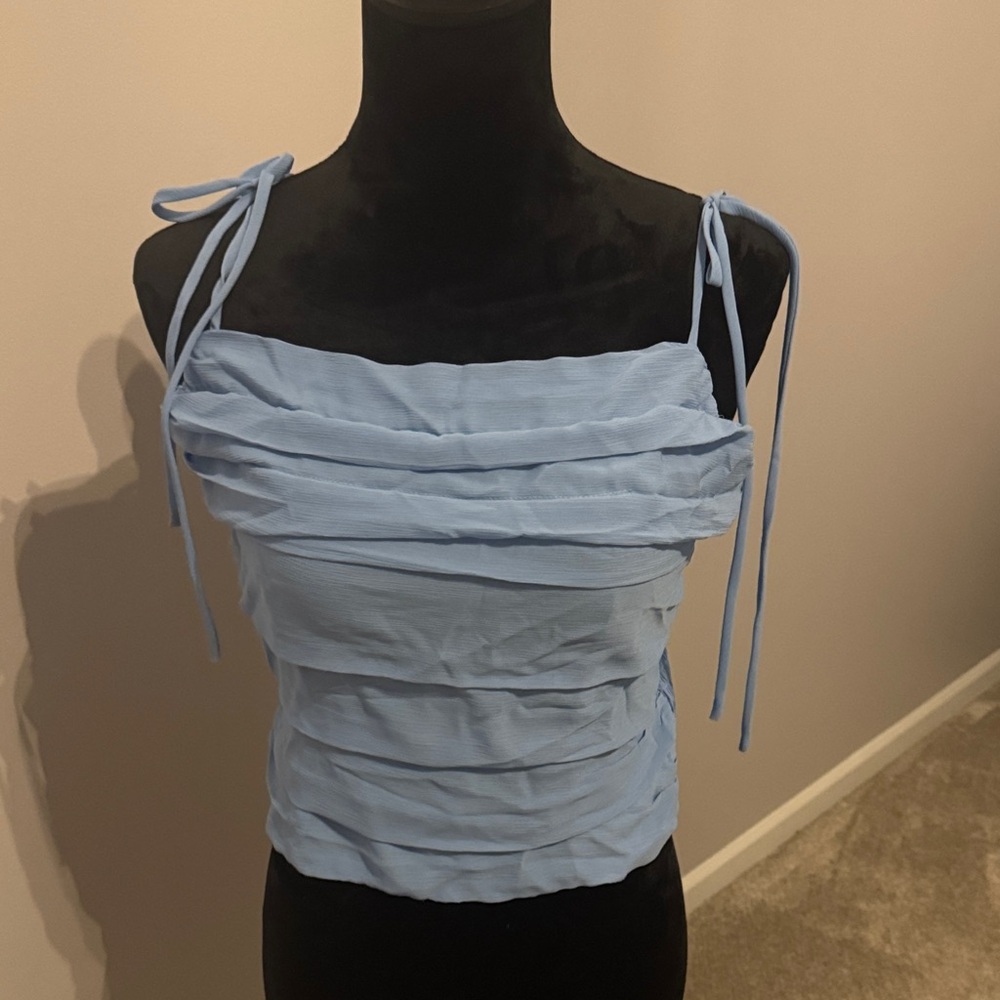 Lulu's Sky Blue Ruched Crop Top